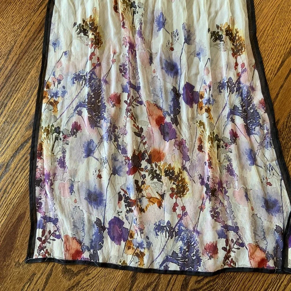 Sevya Handmade Scarf One Size Silk Floral Sheer Multicolor‎ Fairy Feminine EUC
